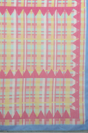 Multi-Color Geometric Printed Cotton Blend Saree