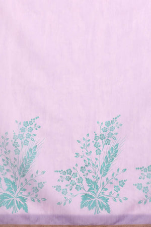 Violet Floral Printed Cotton Blend Saree