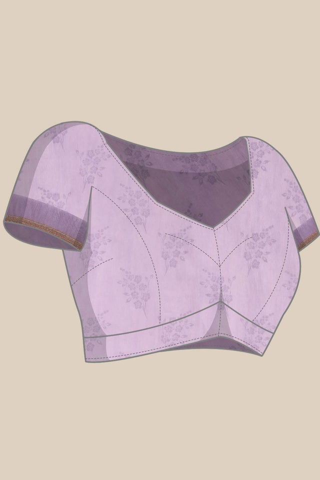 Violet Floral Printed Cotton Blend Saree