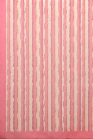 Red Stripe Printed Cotton Blend Saree