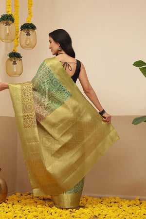 Olive Green Warli Printed Tissue Saree (SZ-DGROSE10-OL-3130)