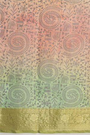 Olive Green Warli Printed Tissue Saree (SZ-DGROSE10-OL-3130)