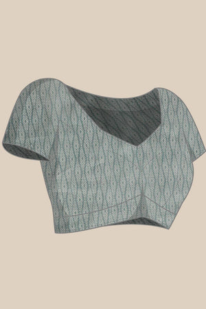 Turquoise Floral Printed Tissue Saree