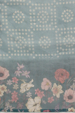 Blue Floral Printed Tissue Saree (SZ-DGROSE9-BU-3126)