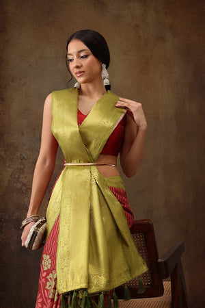 Red Kanjeevaram Silk Floral Saree