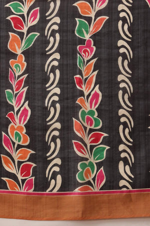 Multi-Color Floral Printed Silk Saree