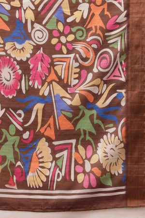 Multi-Color Floral Printed Silk Saree