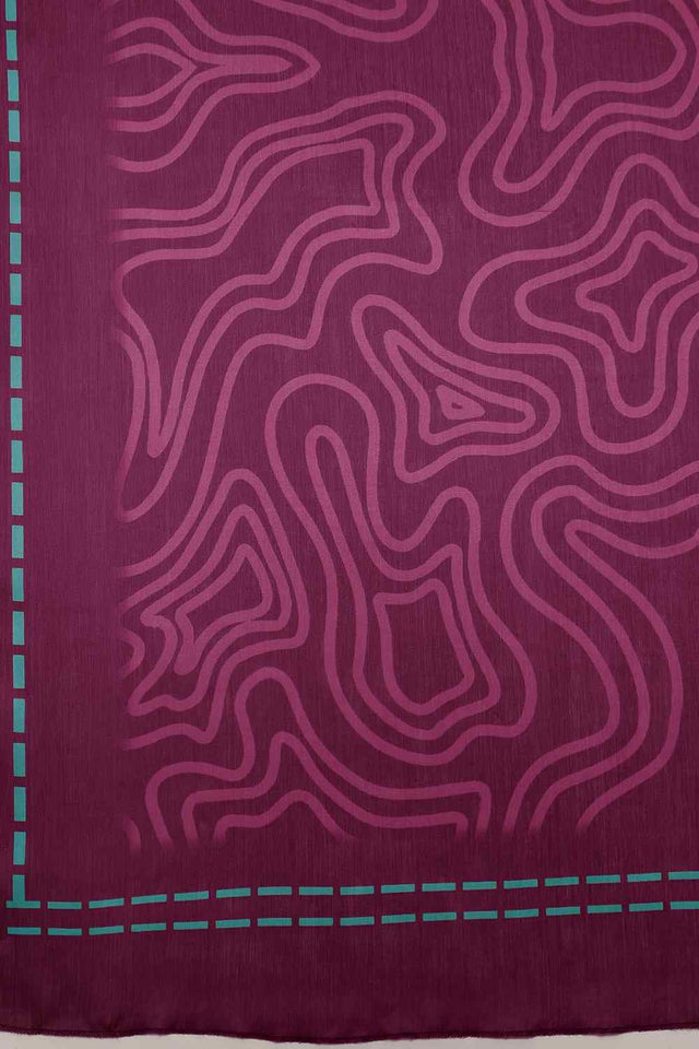 Violet Printed Satin Saree