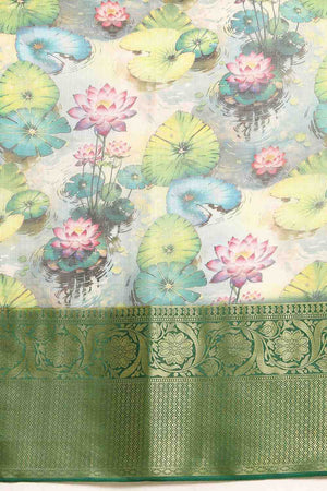 Multi-Color Floral Printed Silk Saree