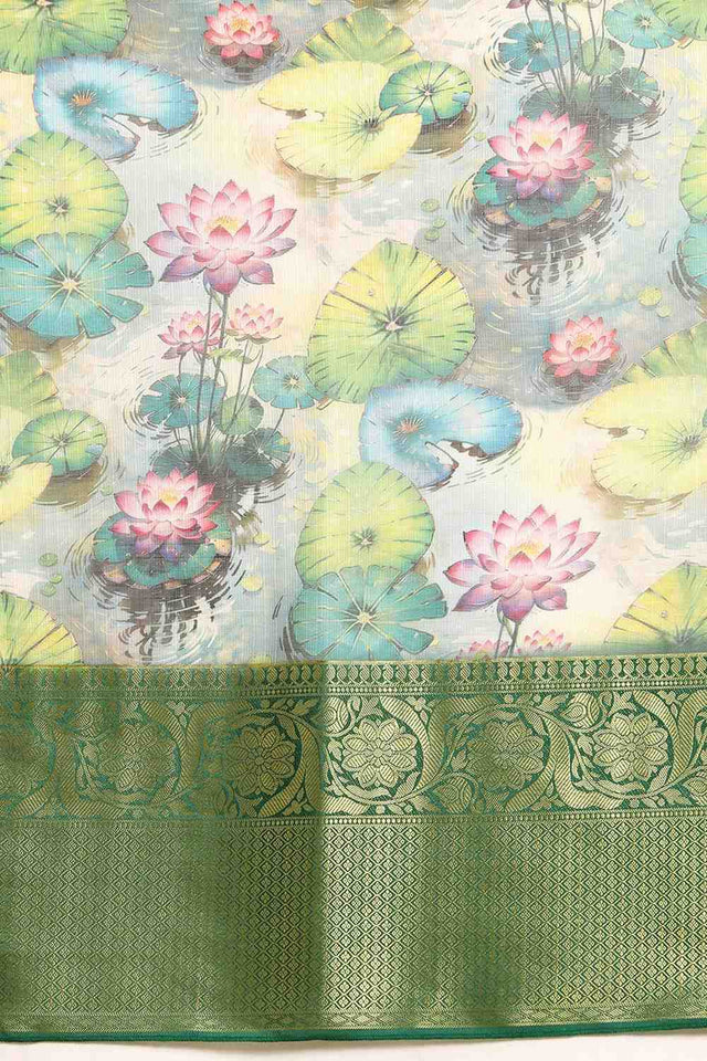 Multi-Color Floral Printed Silk Saree