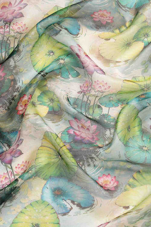 Multi-Color Floral Printed Silk Saree