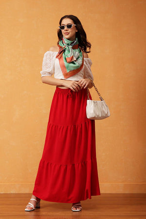 Green Printed Silk Scarf