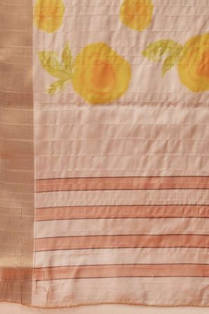 Beige Digital Printed Kotha Silk Saree