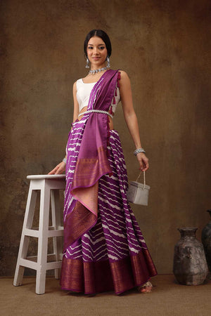 Lavender Soft Silk Stripe Saree