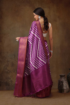 Lavender Soft Silk Stripe Saree