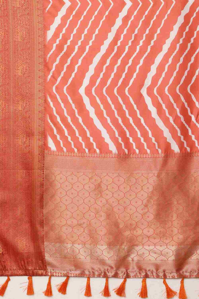 Peach Soft Silk Stripe Saree