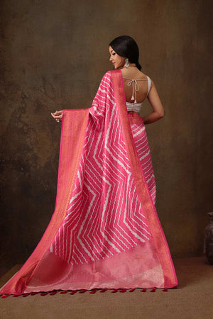 Pink Soft Silk Stripe Saree