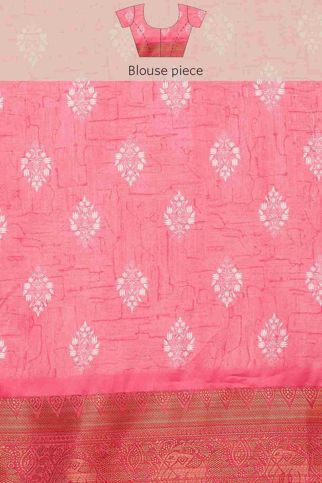 Pink Soft Silk Stripe Saree