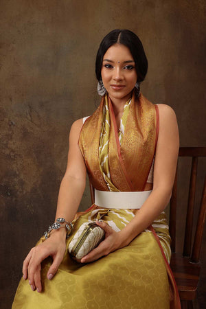 Yellow Soft Silk Stripe Saree