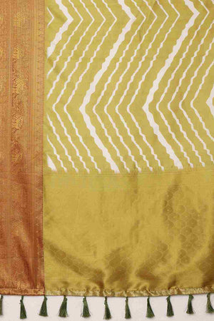 Yellow Soft Silk Stripe Saree