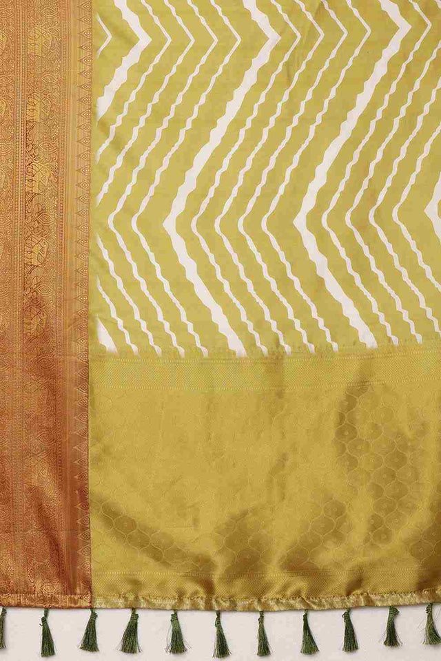 Yellow Soft Silk Stripe Saree