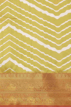 Yellow Soft Silk Stripe Saree