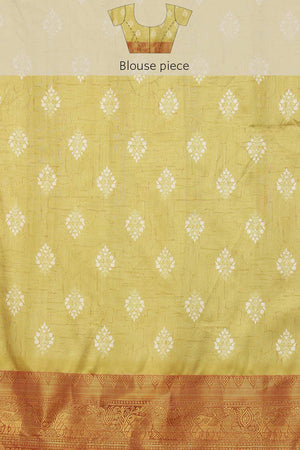 Yellow Soft Silk Stripe Saree