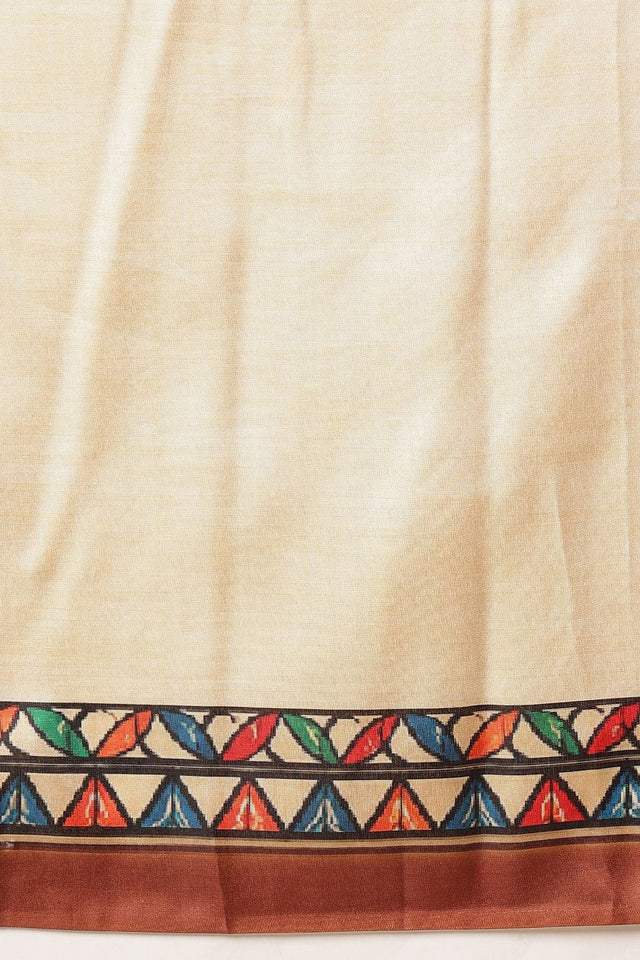 Beige Madhubani Printed Art Silk Saree (SZ-DGTANVI-3298)