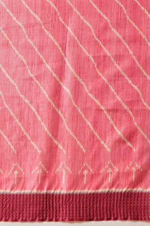 Pink Abstract Printed Silk Saree