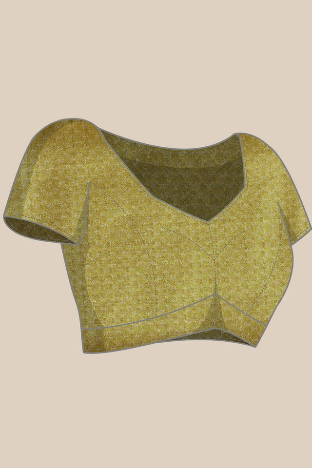 Olive Green Solid Silk Saree