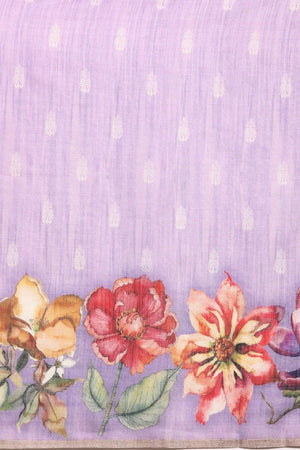 Women's Lavender Cotton Silk Digital  Saree