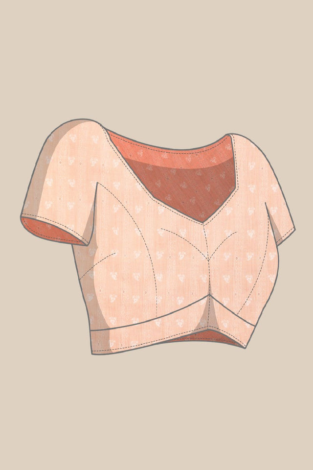 Women's Peach Cotton Silk Floral Digital Print Saree