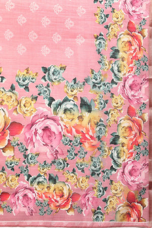 Women's Pink Cotton Silk Digital Saree (SZ-DGTRIJAL1-PN-2145)