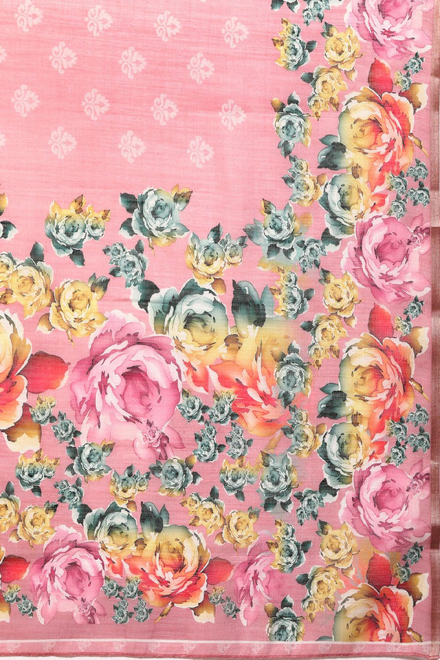 Women's Pink Cotton Silk Digital Saree (SZ-DGTRIJAL1-PN-2145)