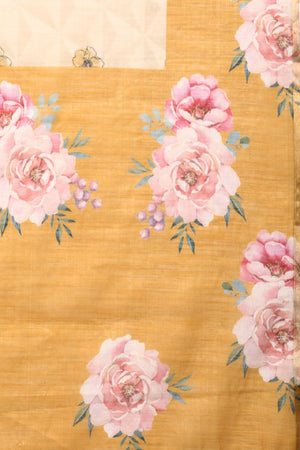 Women's Beige Cotton Silk Floral Saree