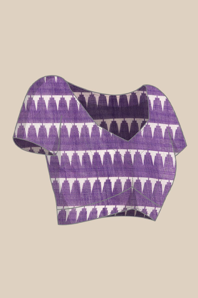 Women's Lavender Cotton Silk Floral Saree