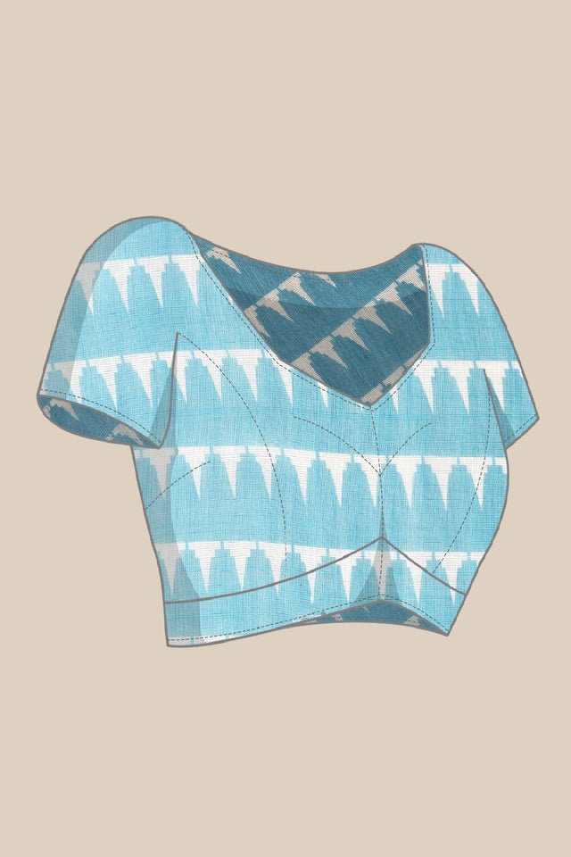 Women's Teal Cotton Silk Floral Saree