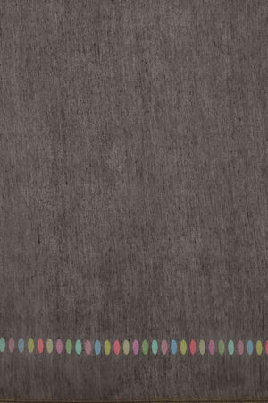 Grey Cotton Blend Floral Printed Saree