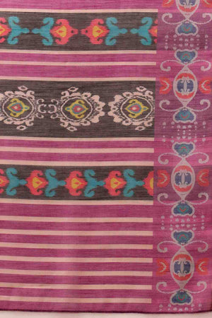 Beige Floral Printed Cotton Blend Saree