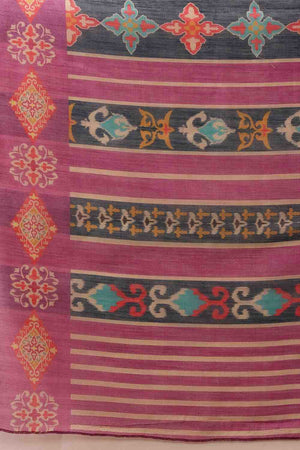 Violet Floral Printed Cotton Blend Saree