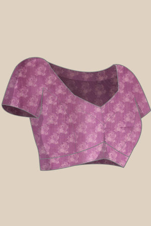 Lavender Floral Printed Cotton Blend Saree