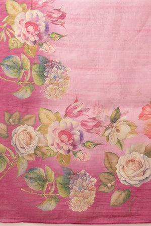 Pink Floral Printed Cotton Blend Saree (SZ-DGTRIJAL5-PN-2403)
