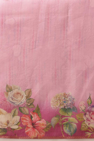 Pink Floral Printed Cotton Blend Saree (SZ-DGTRIJAL5-PN-2403)