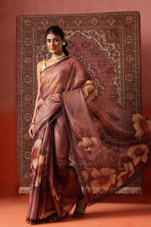 Multi Color Floral Printed Tissue Saree