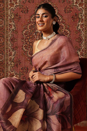 Multi Color Floral Printed Tissue Saree