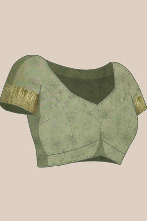 Green Munga Silk Floral Saree