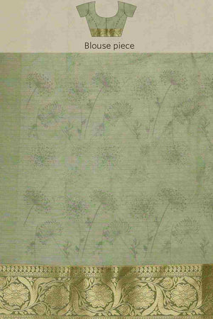 Green Munga Silk Floral Saree