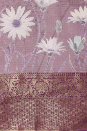 Lavender Munga Silk Floral Saree