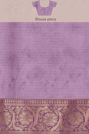 Lavender Munga Silk Floral Saree