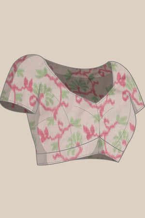 Teal Munga Silk Floral Saree